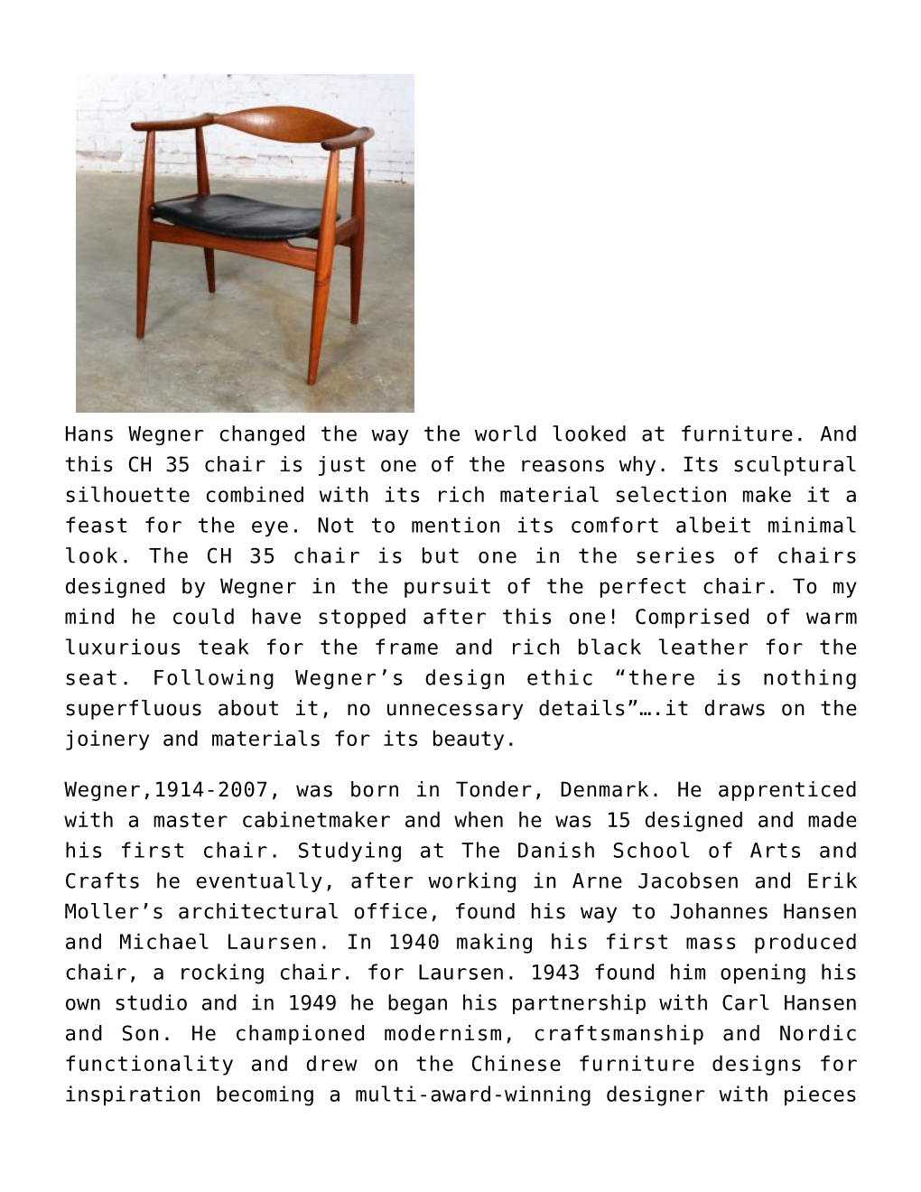 Hans Wegner CH 35 Chair for Carl Hansen And