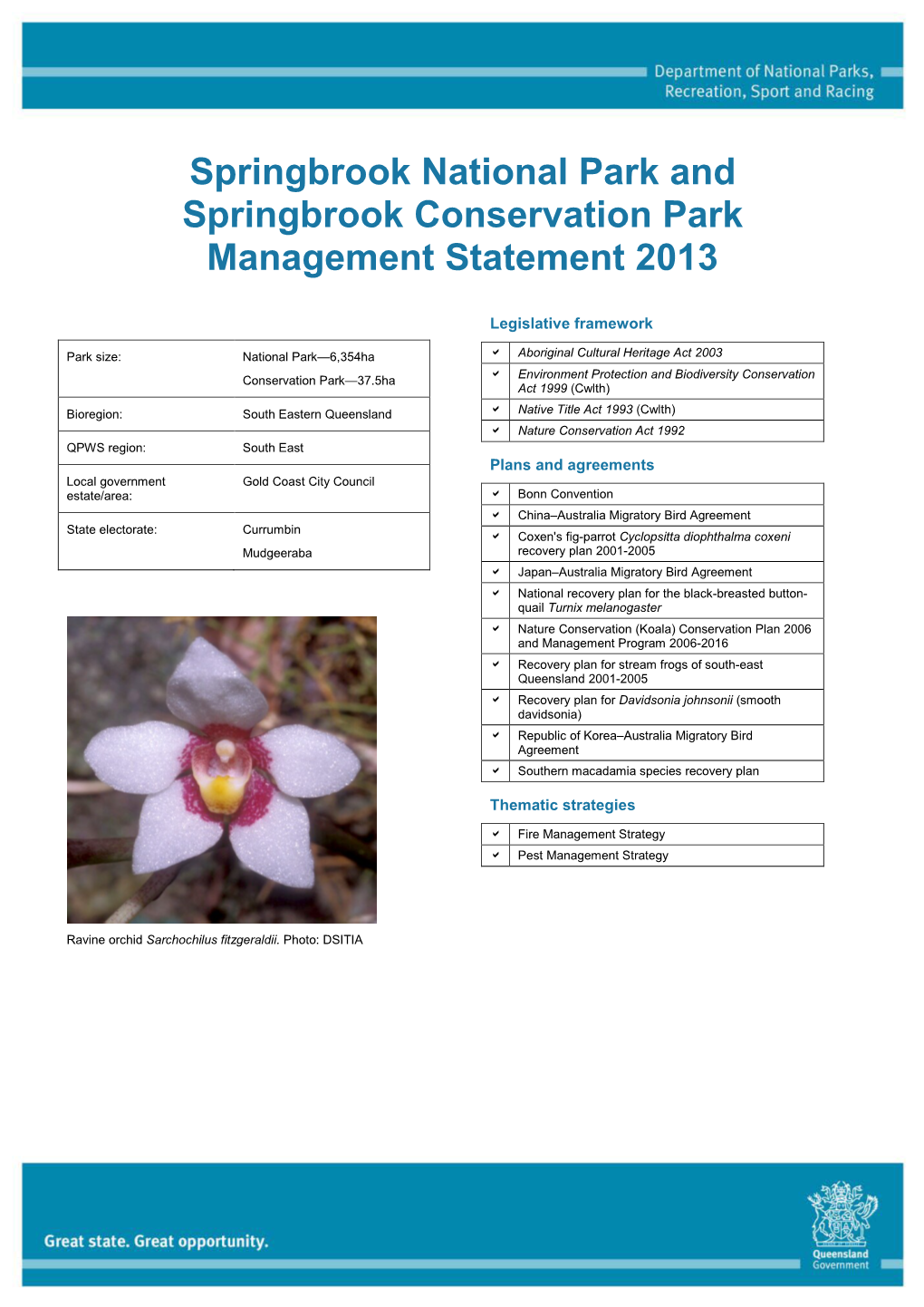 Springbrook National Park and Conservation Park Management