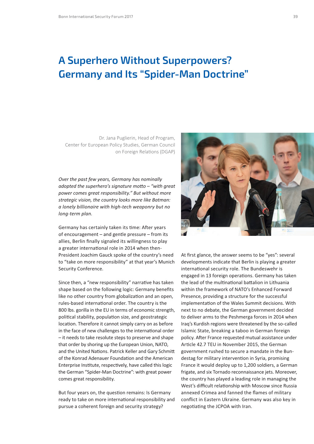 Germany and Its “Spider-Man Doctrine”