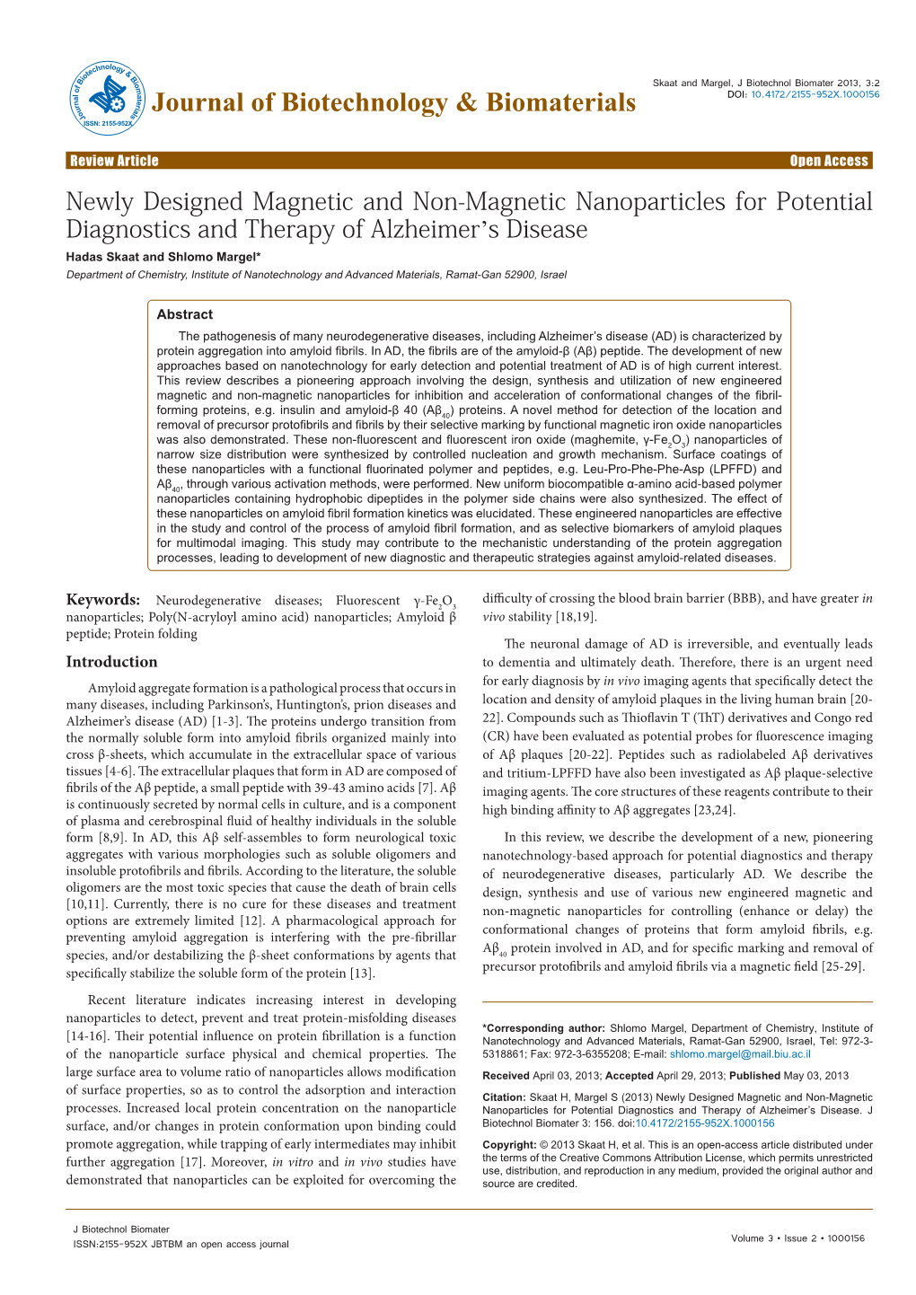 Newly Designed Magnetic and Non-Magnetic Nanoparticles for Potential Diagnostics and Therapy of Alzheimer's Disease