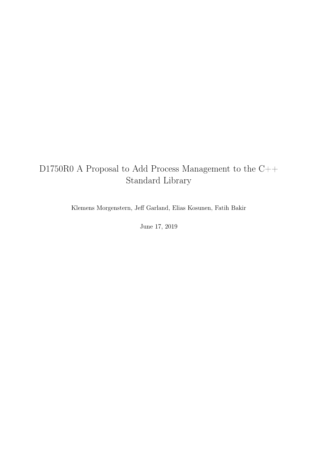 D1750R0 a Proposal to Add Process Management to the C++ Standard Library