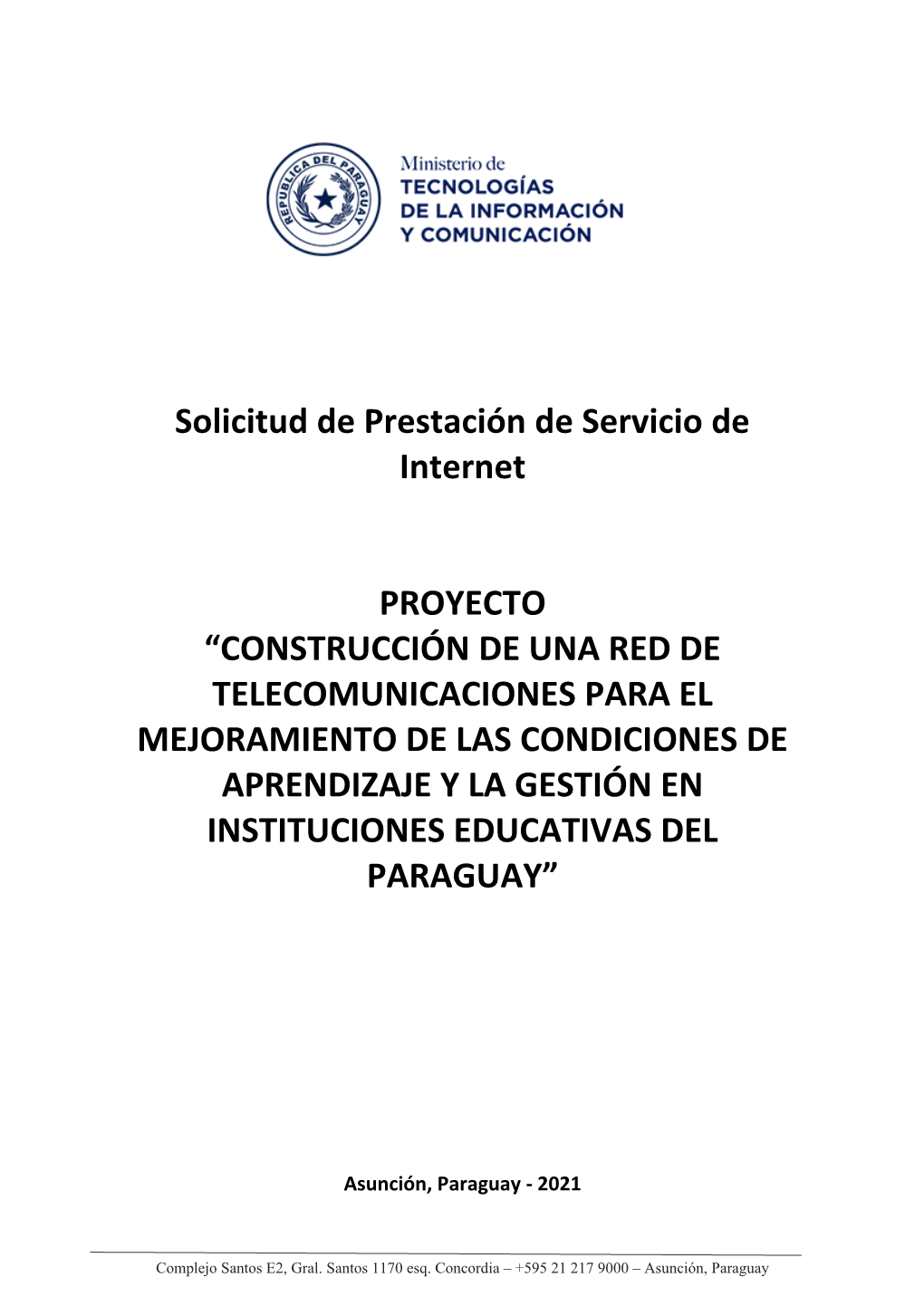 Solicitud De Prestación De Servicio De Internet PROYECTO