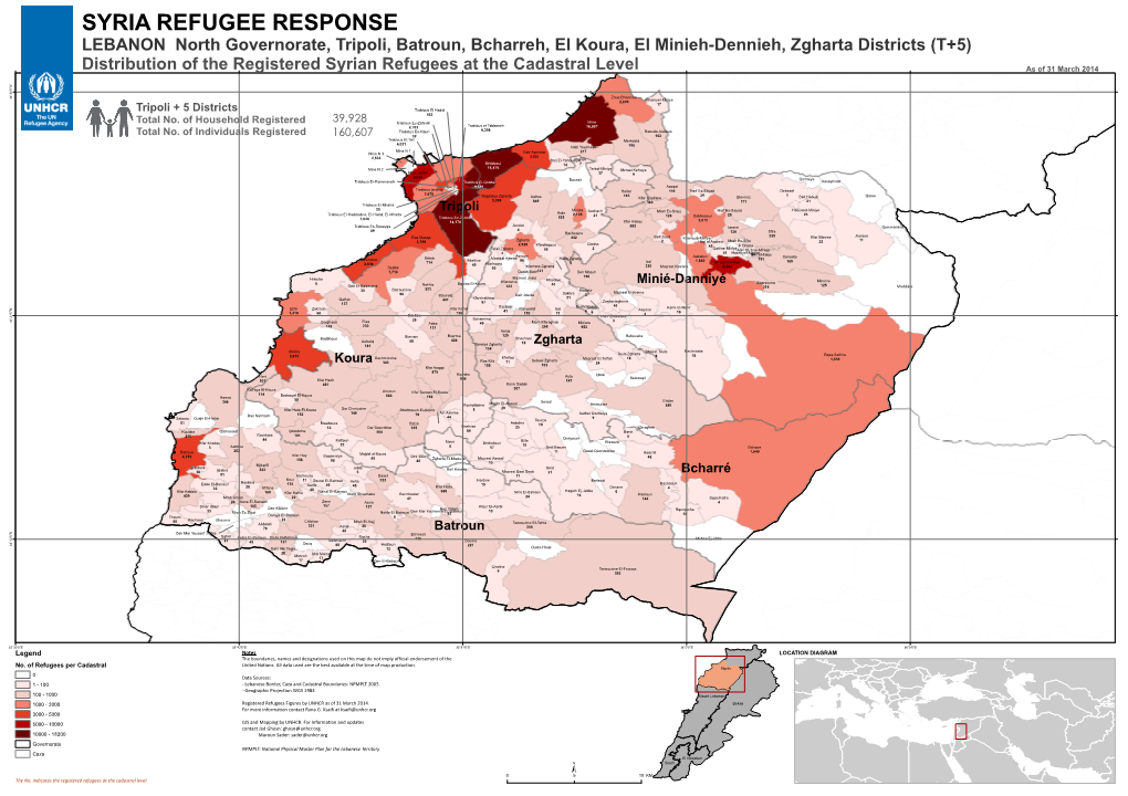 SYRIA REFUGEE RESPONSE LEBANON North Governorate, Tripoli, Batroun, Bcharreh, El Koura, El Minieh-Dennieh, Zgharta Districts (T+5)