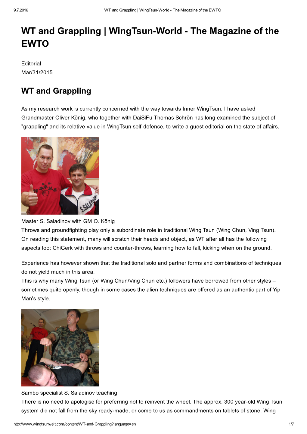 WT and Grappling | Wingtsunworld the Magazine of the EWTO