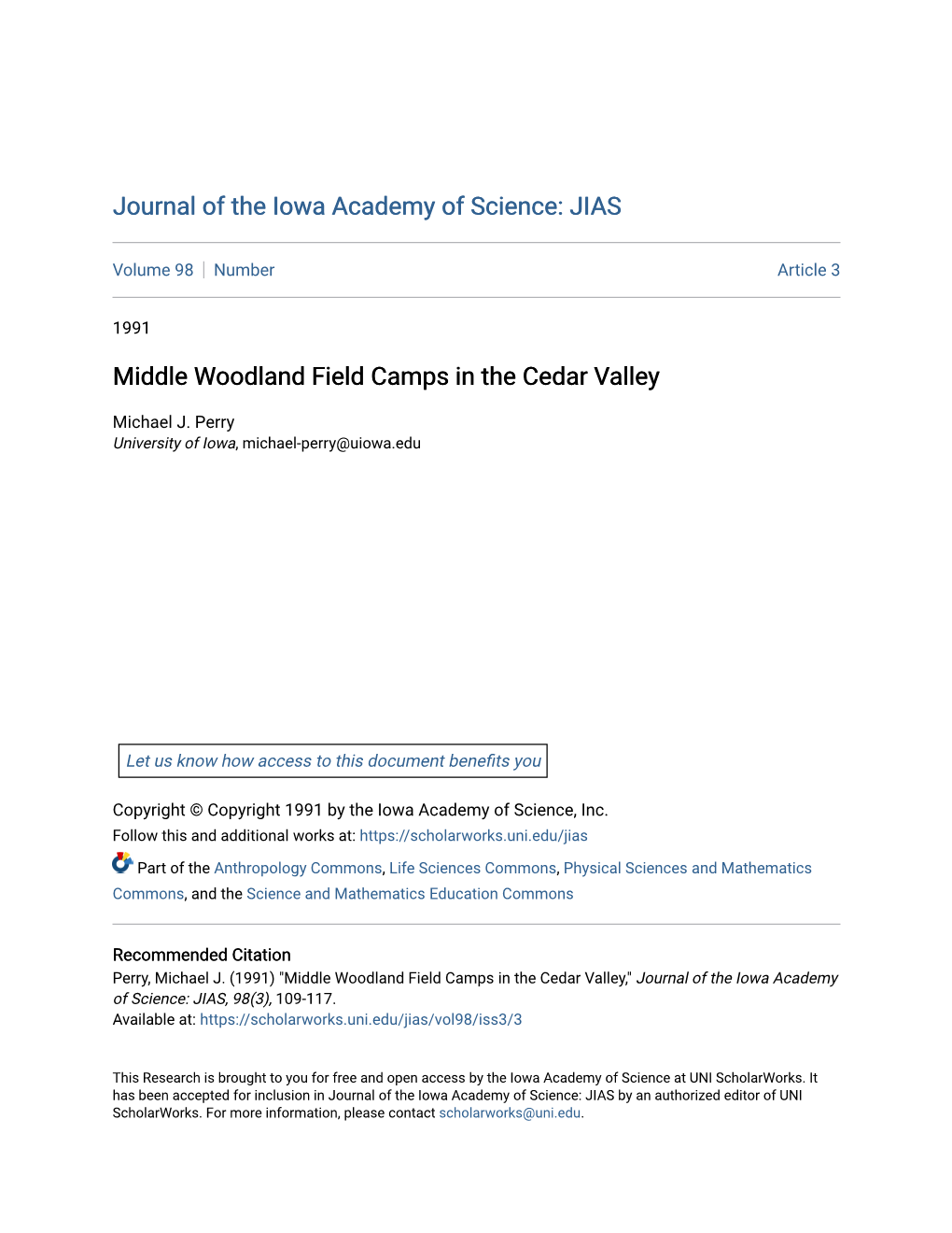 Middle Woodland Field Camps in the Cedar Valley