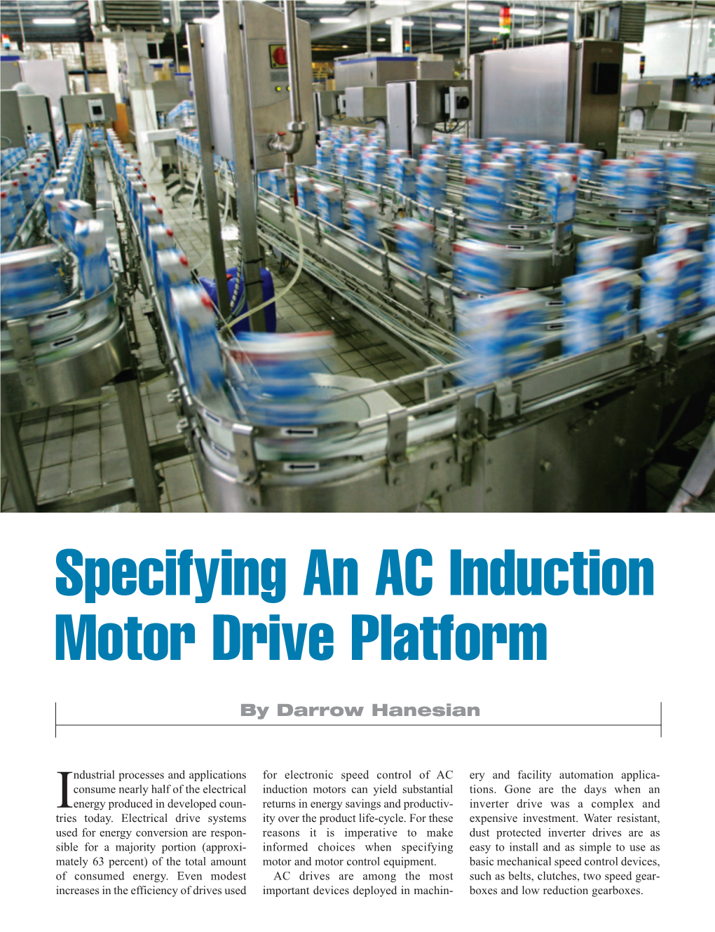 Specifying an AC Induction Motor Drive Platform