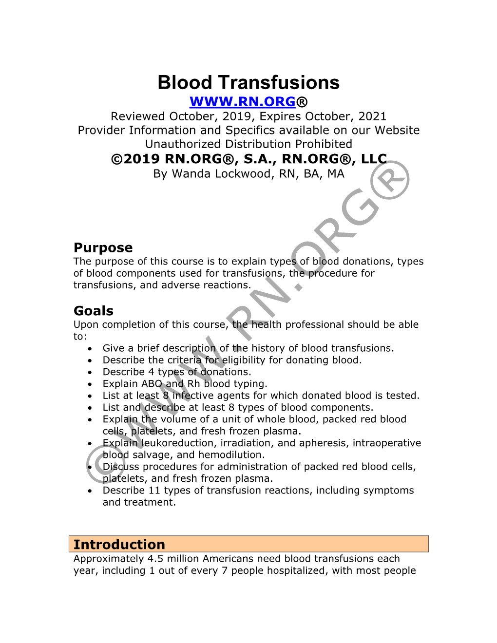 Blood Transfusions