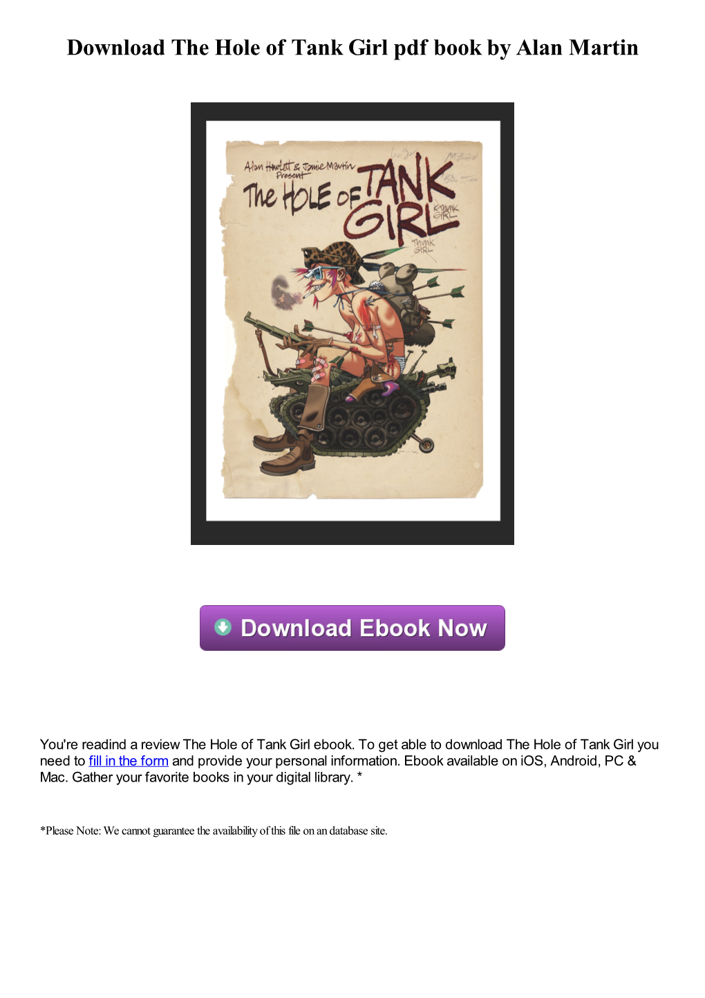 Download the Hole of Tank Girl Pdf Book by Alan Martin