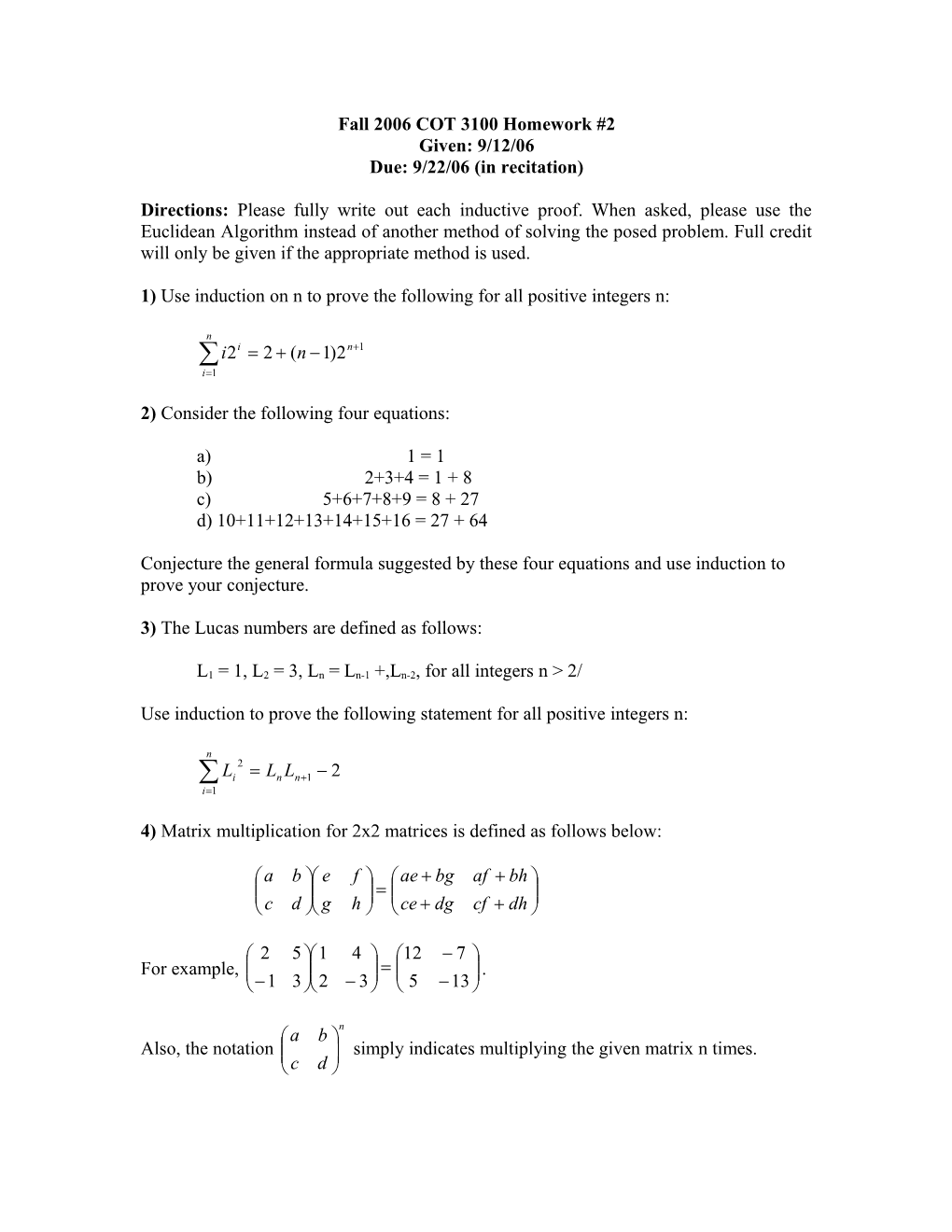 Fall 2006 COT 3100 Homework #2