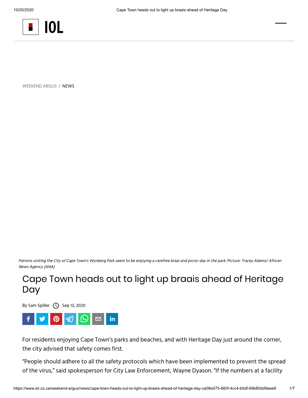 Cape Town Heads out to Light up Braais Ahead of Heritage Day.Pdf