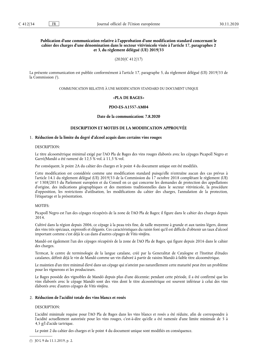 Publication D'une Communication Relative À L'approbation D'une