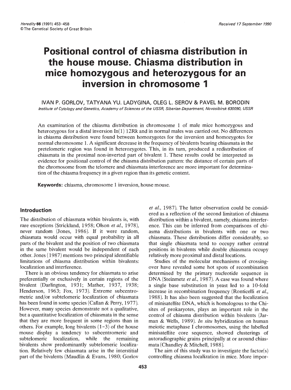 Positional Control of Chiasma Distribution in Inversion In