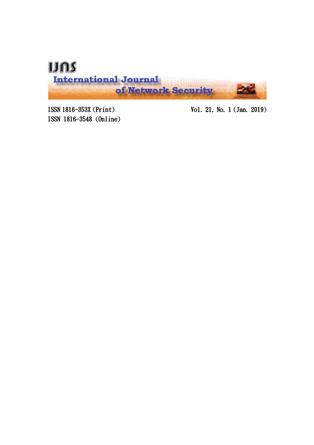 ISSN 1816-353X (Print) Vol. 21, No. 1 (Jan. 2019) ISSN 1816-3548 (Online)