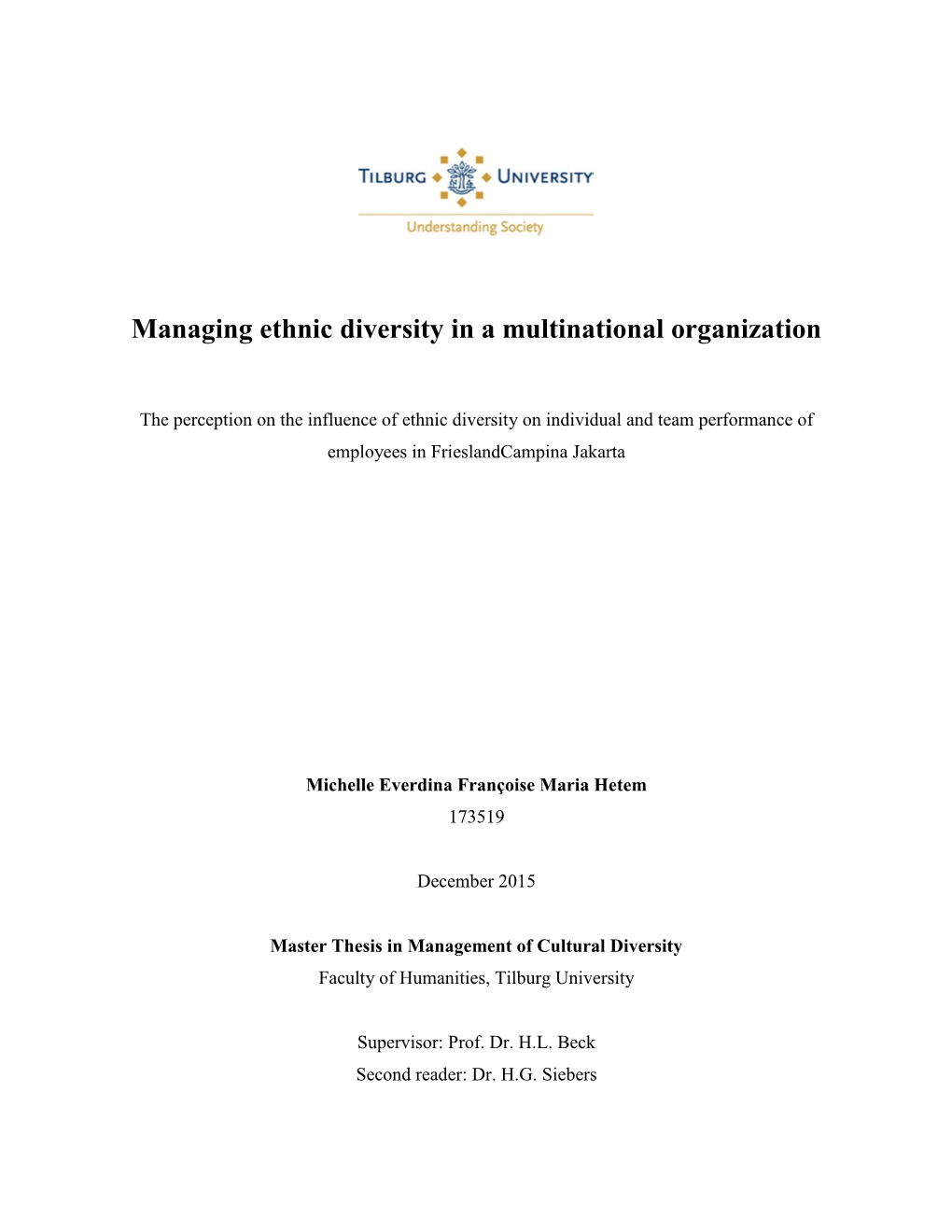 Managing Ethnic Diversity in a Multinational Organization