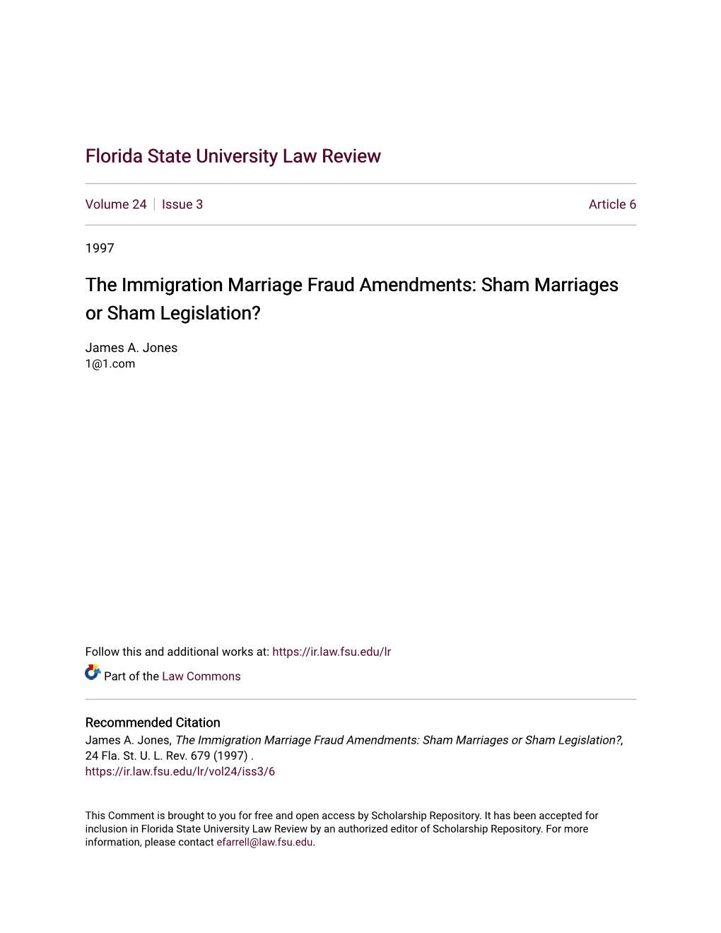 The Immigration Marriage Fraud Amendments: Sham Marriages Or Sham Legislation?