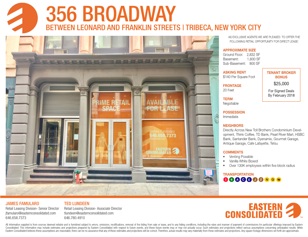 356 Broadway Between Leonard and Franklin Streets | Tribeca, New York City