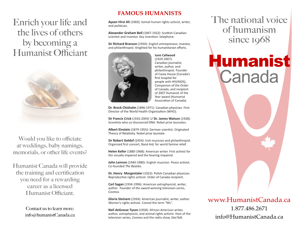 Humanist Canada Will Provide Co-Founded the Beatles