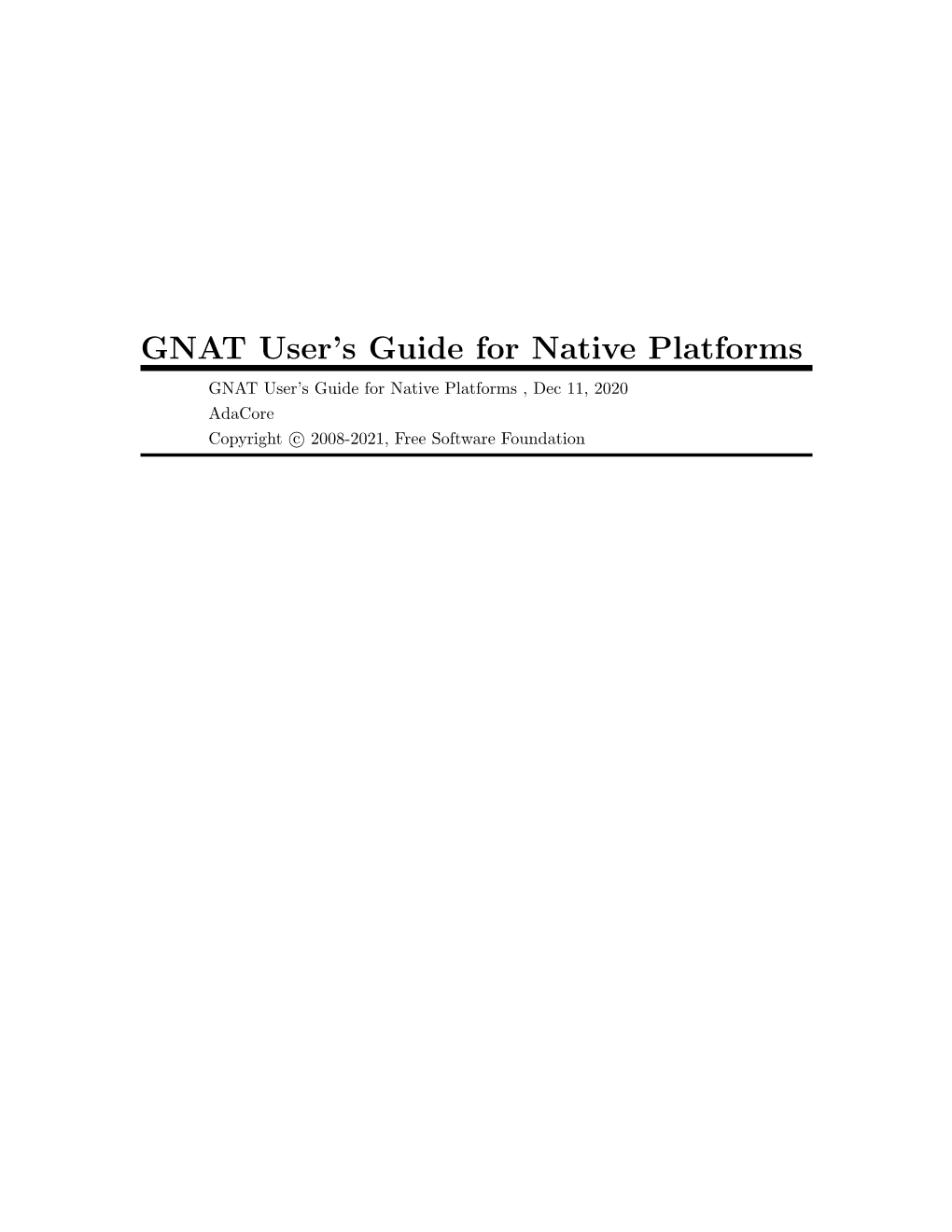 GNAT User's Guide for Native Platforms