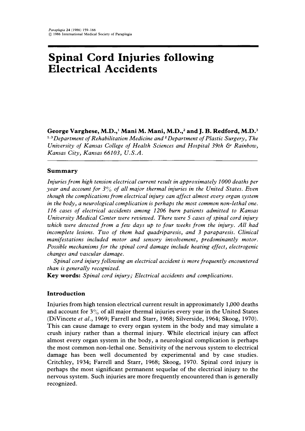 Spinal Cord Injuries Following Electrical Accidents