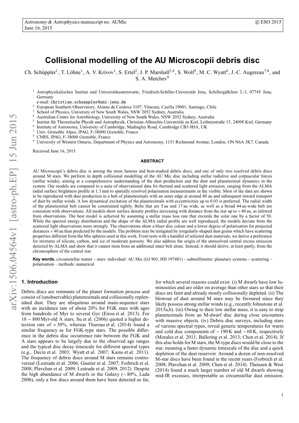 Collisional Modelling of the AU Microscopii Debris Disc