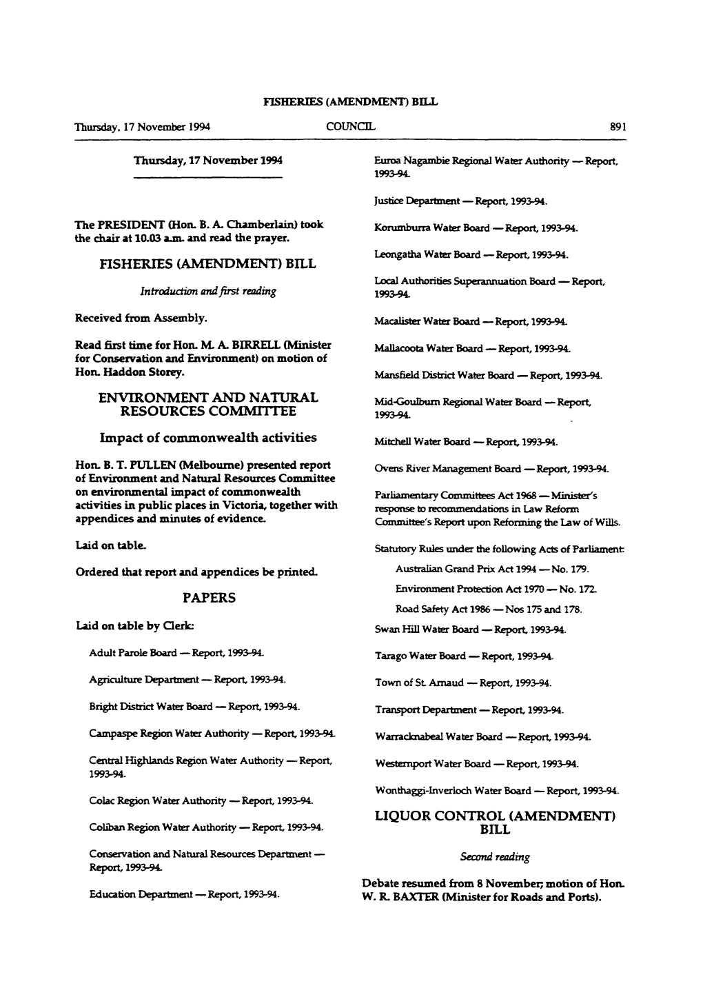 (Amendment) Bill Environment and Natural Resources