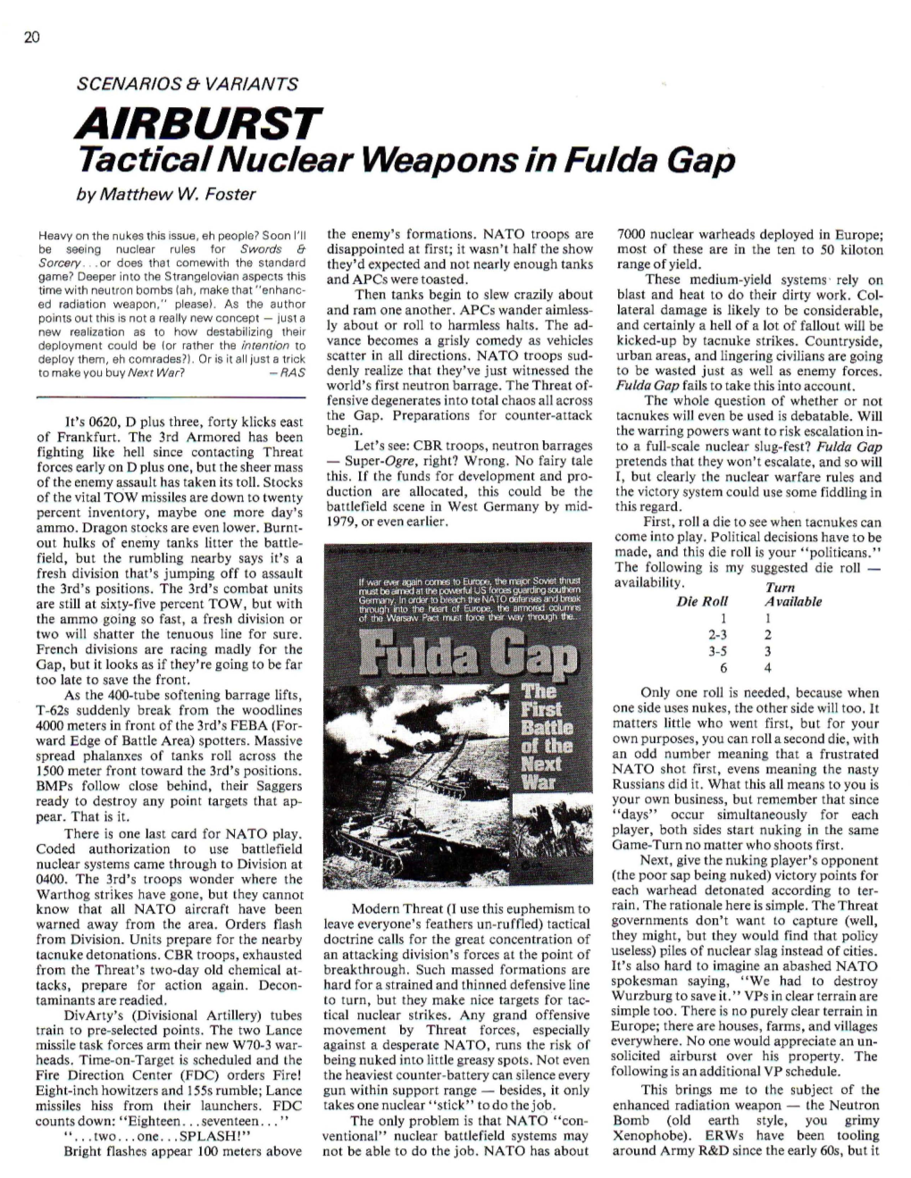 AIRBURST Tactical Nuclear Weapons in Fulda Gap by Matthew W