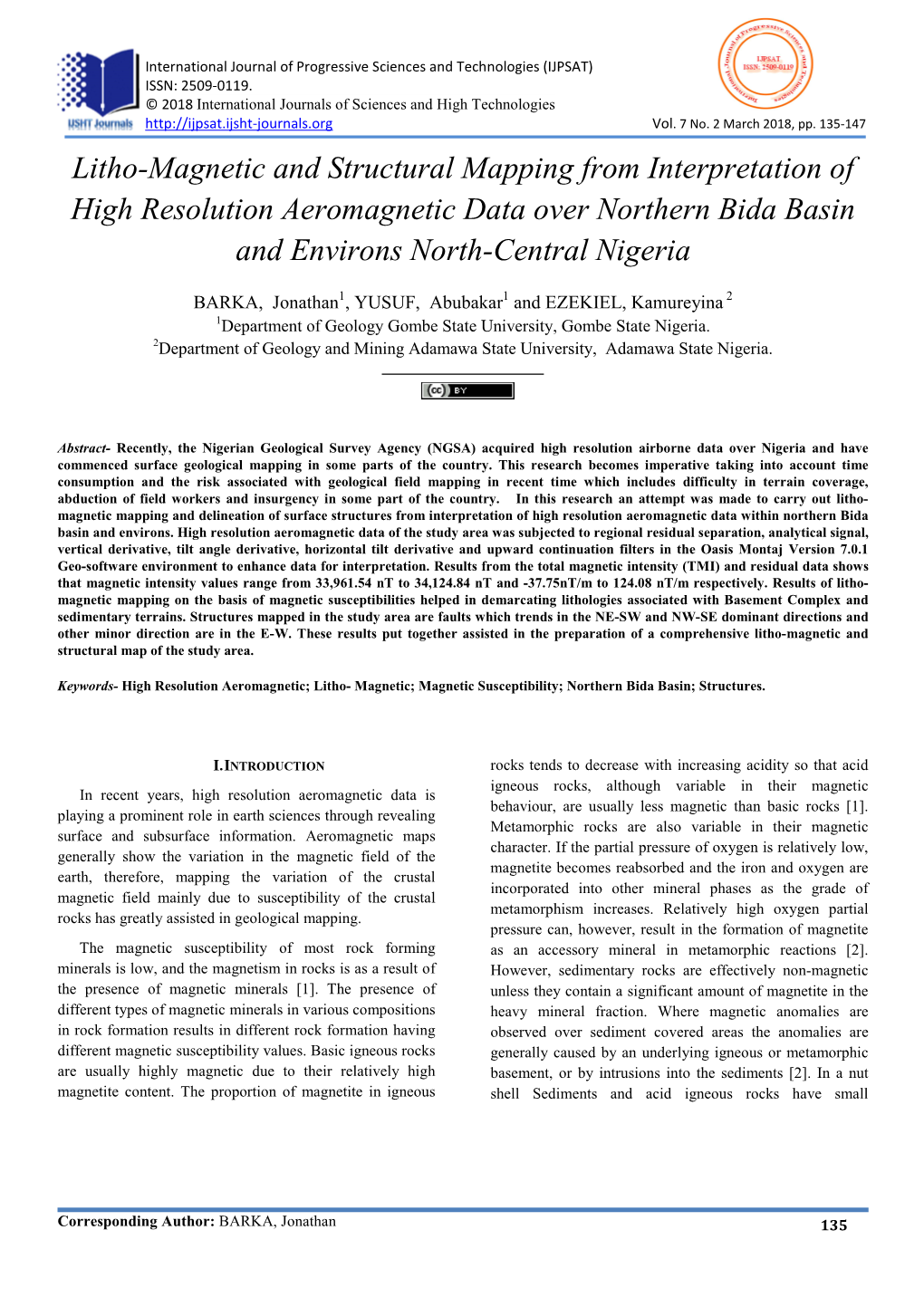 Litho-Magnetic and Structural Mapping from Interpretation of High Resolution Aeromagnetic Data Over Northern Bida Basin and Environs North-Central Nigeria