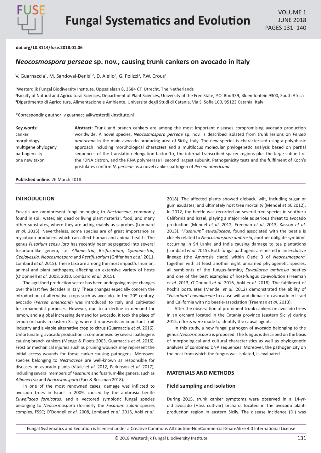 Fungal Systematics and Evolution PAGES 131–140