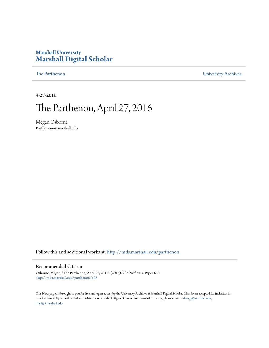 The Parthenon, April 27, 2016
