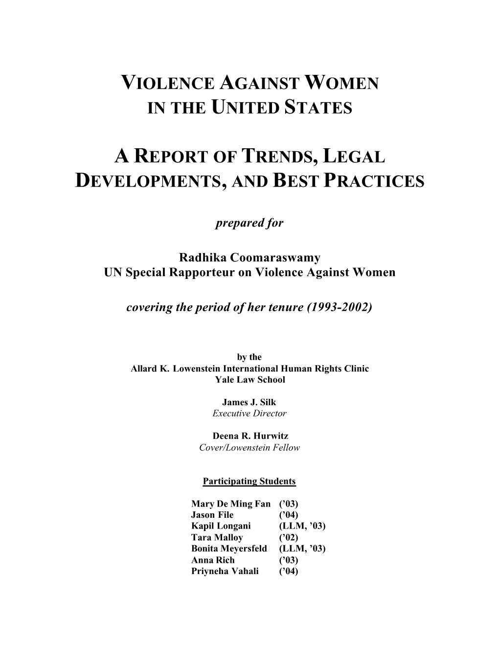 Violence Against Women in the United States