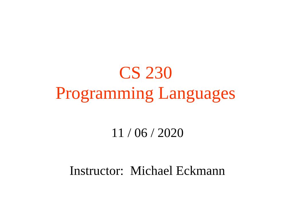 CS 230 Programming Languages