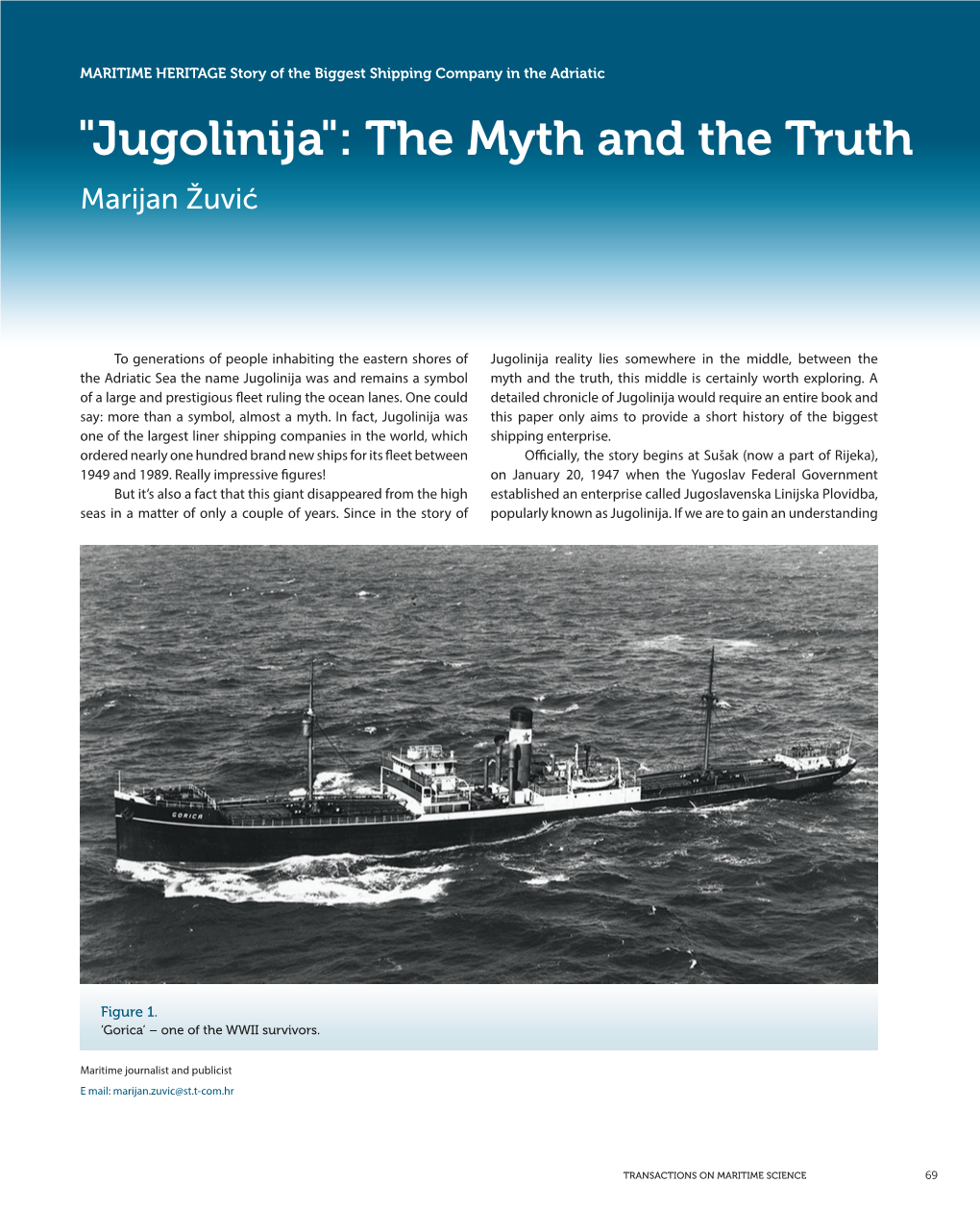 "Jugolinija": the Myth and the Truth Marijan Žuvić
