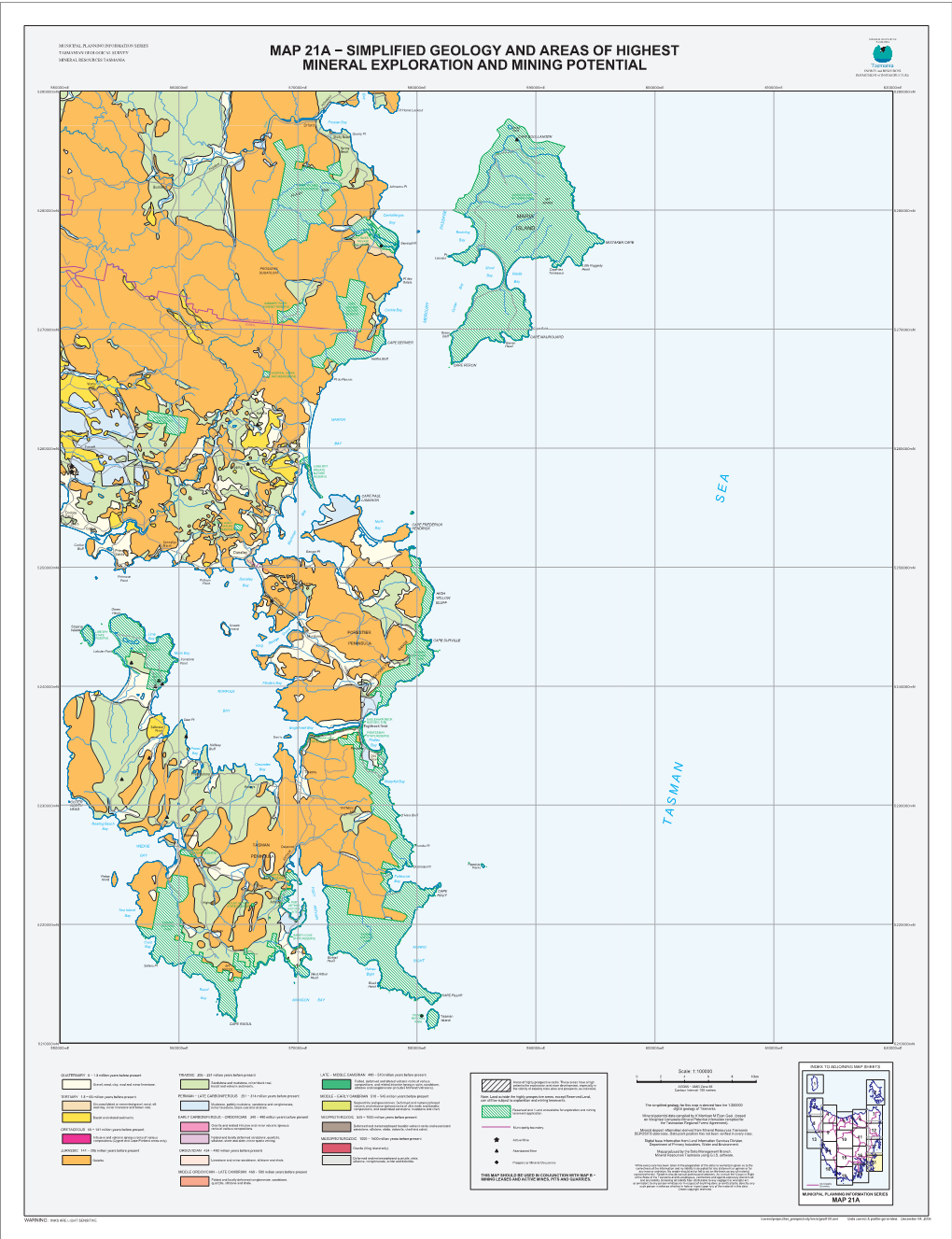 Map 21A − Simplified Geology and Areas of Highest Mineral Exploration