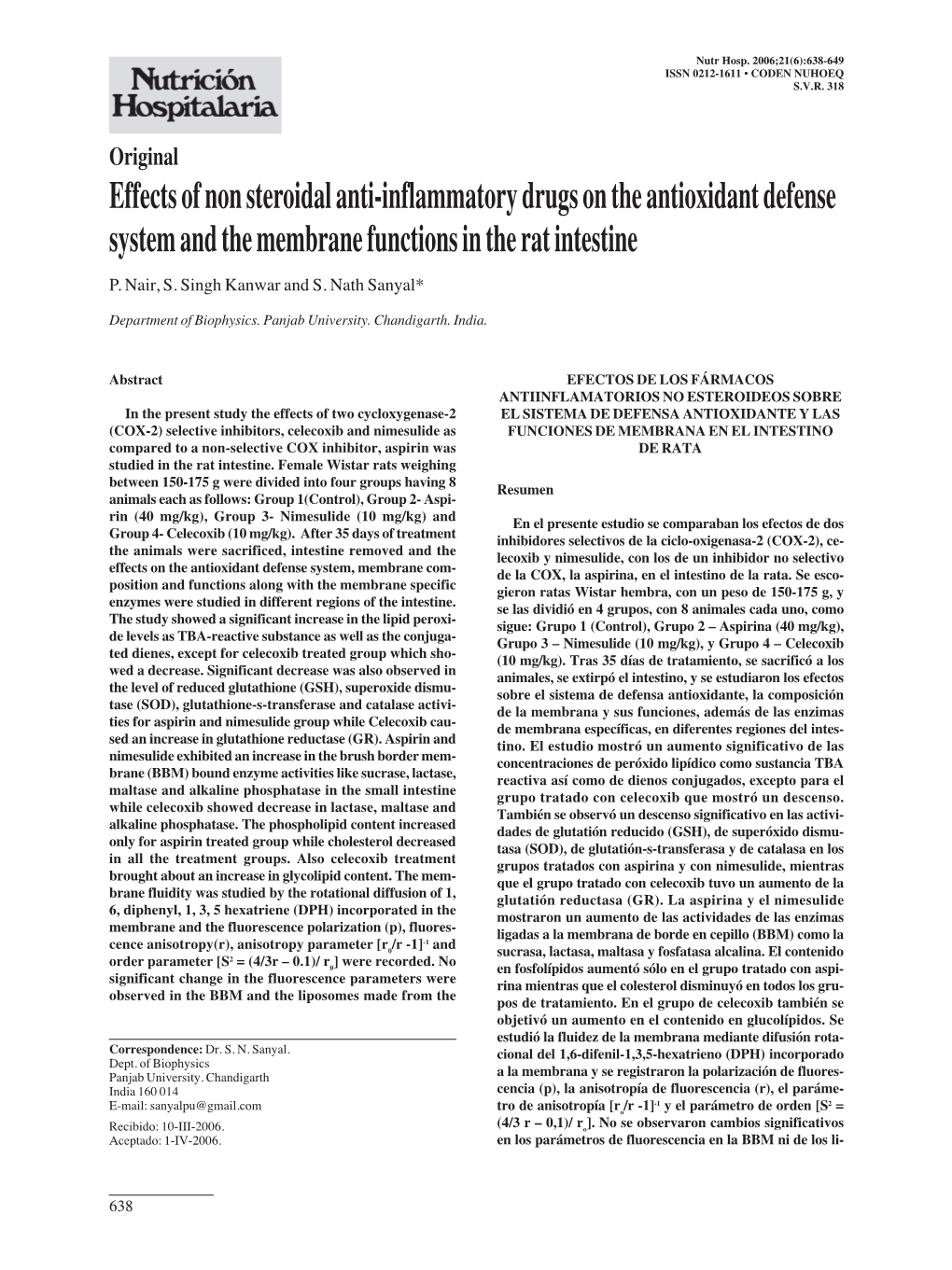 Effects of Non Steroidal Anti-Inflammatory Drugs on the Antioxidant Defense System and the Membrane Functions in the Rat Intestine
