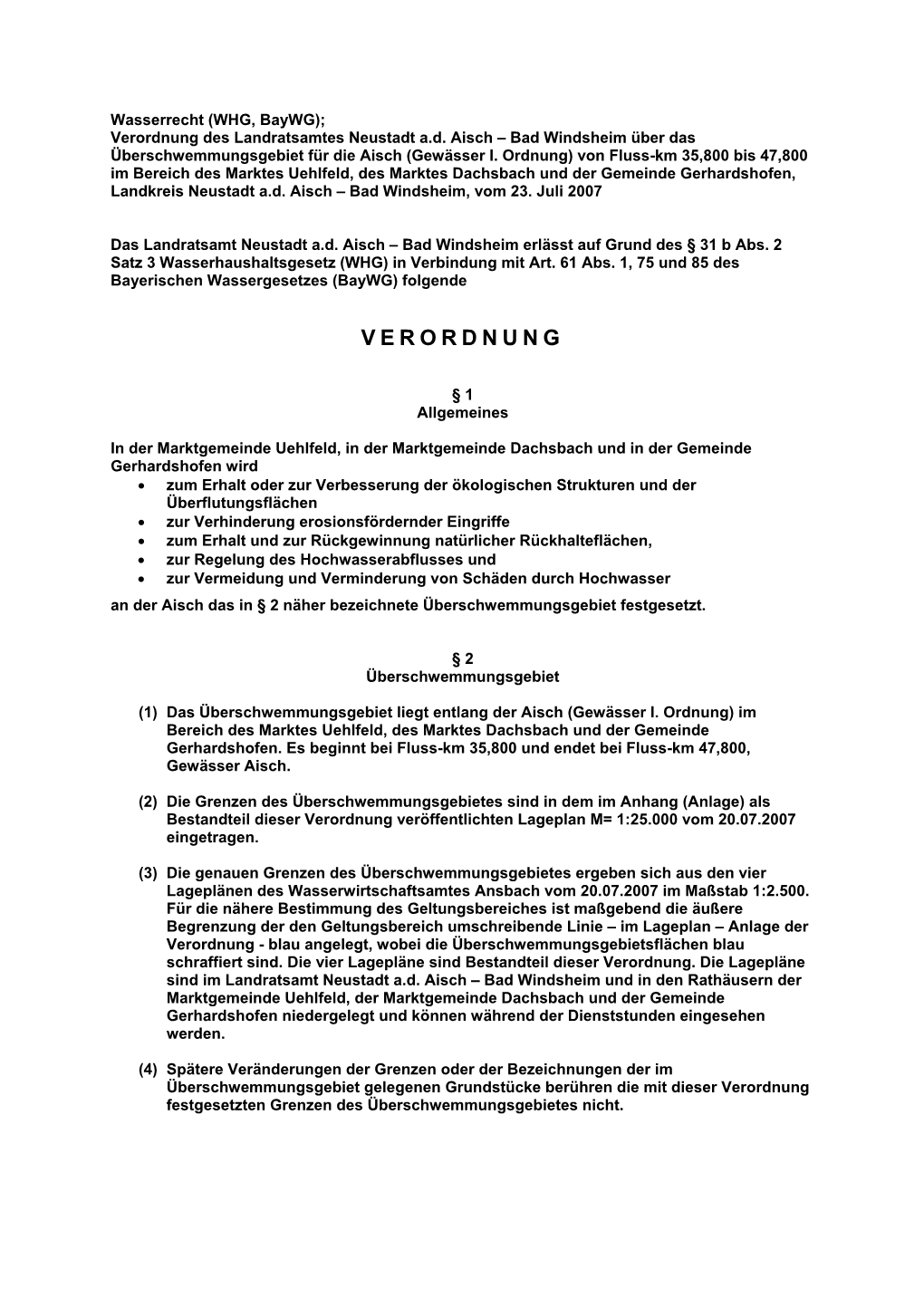 Verordnung Des Landratsamtes Neustadt A.D