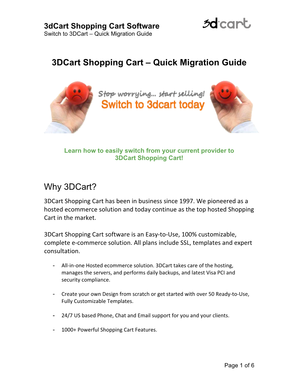 3Dcart Shopping Cart Software Switch to 3Dcart – Quick Migration Guide