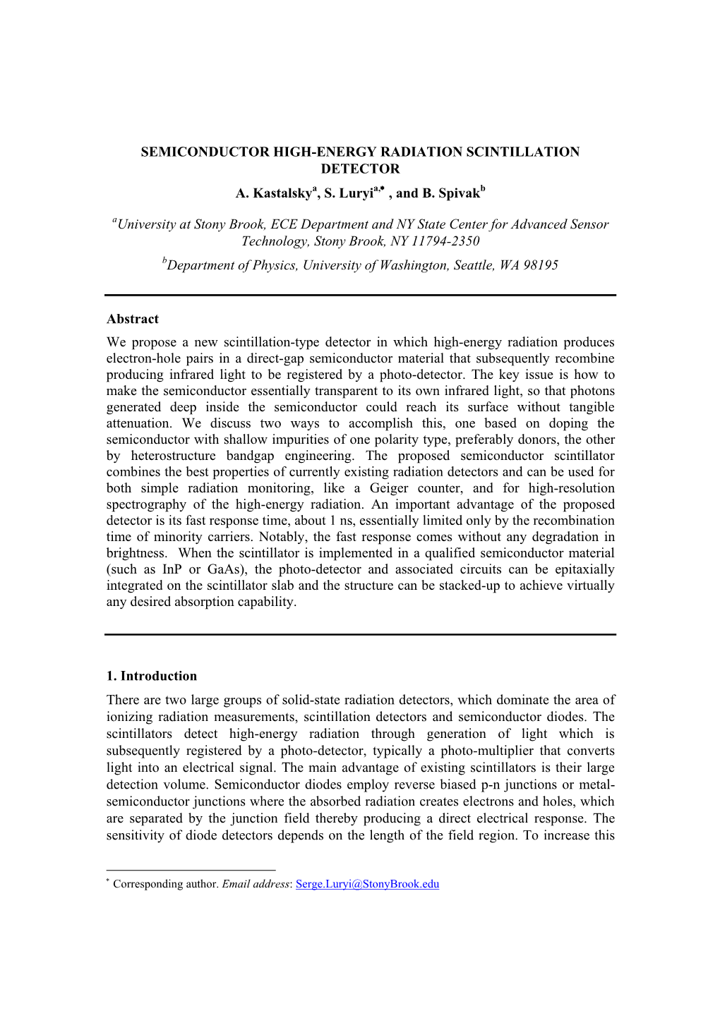 SEMICONDUCTOR HIGH-ENERGY RADIATION SCINTILLATION DETECTOR a A,∗ B A