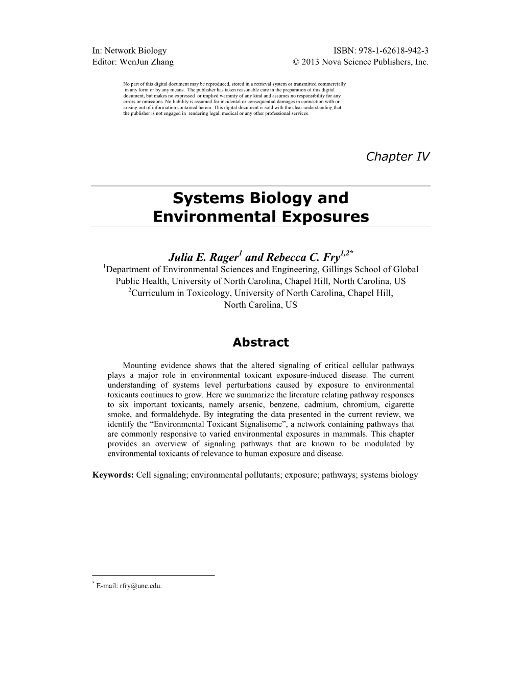 Systems Biology and Environmental Exposures