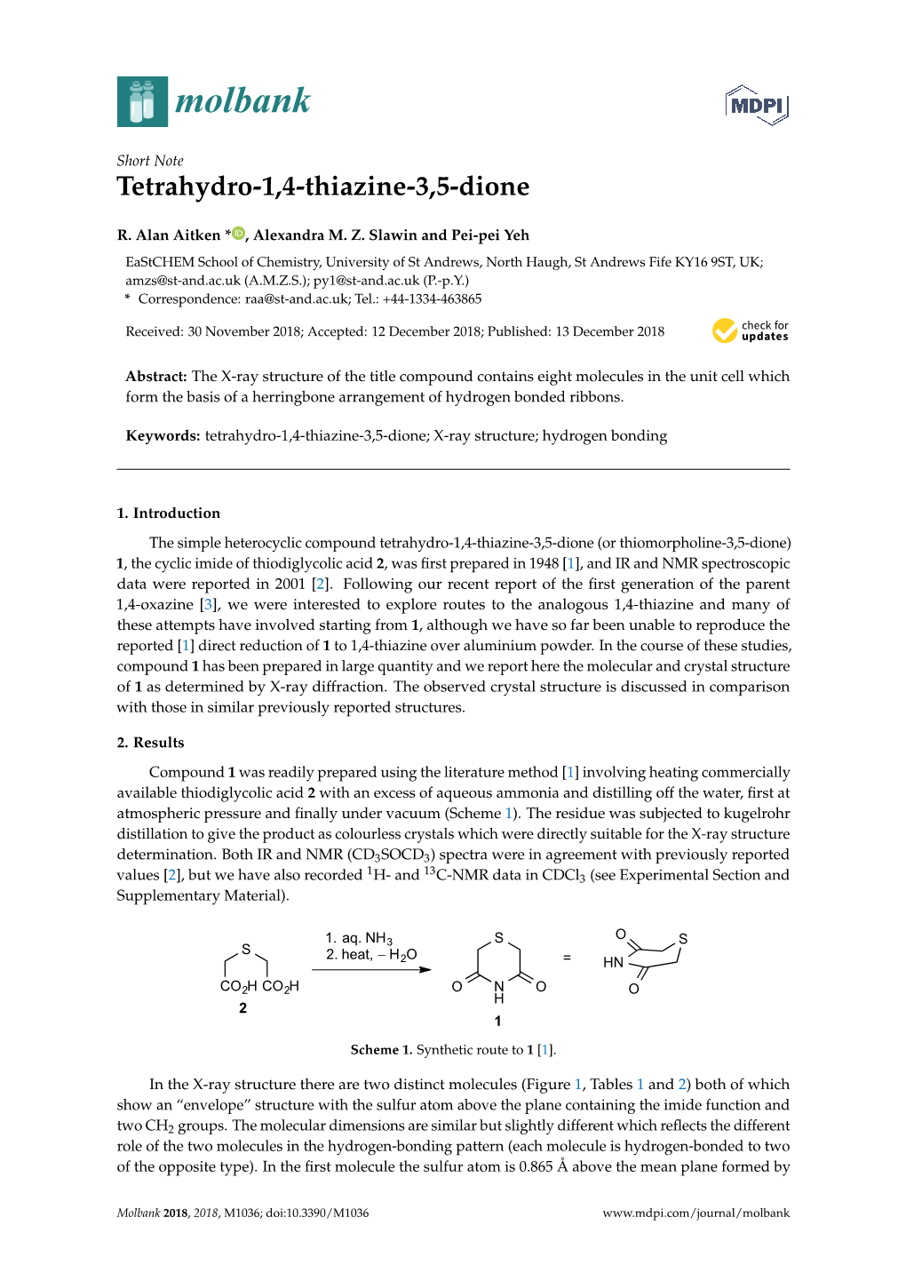 Tetrahydro-1, 4-Thiazine-3, 5-Dione