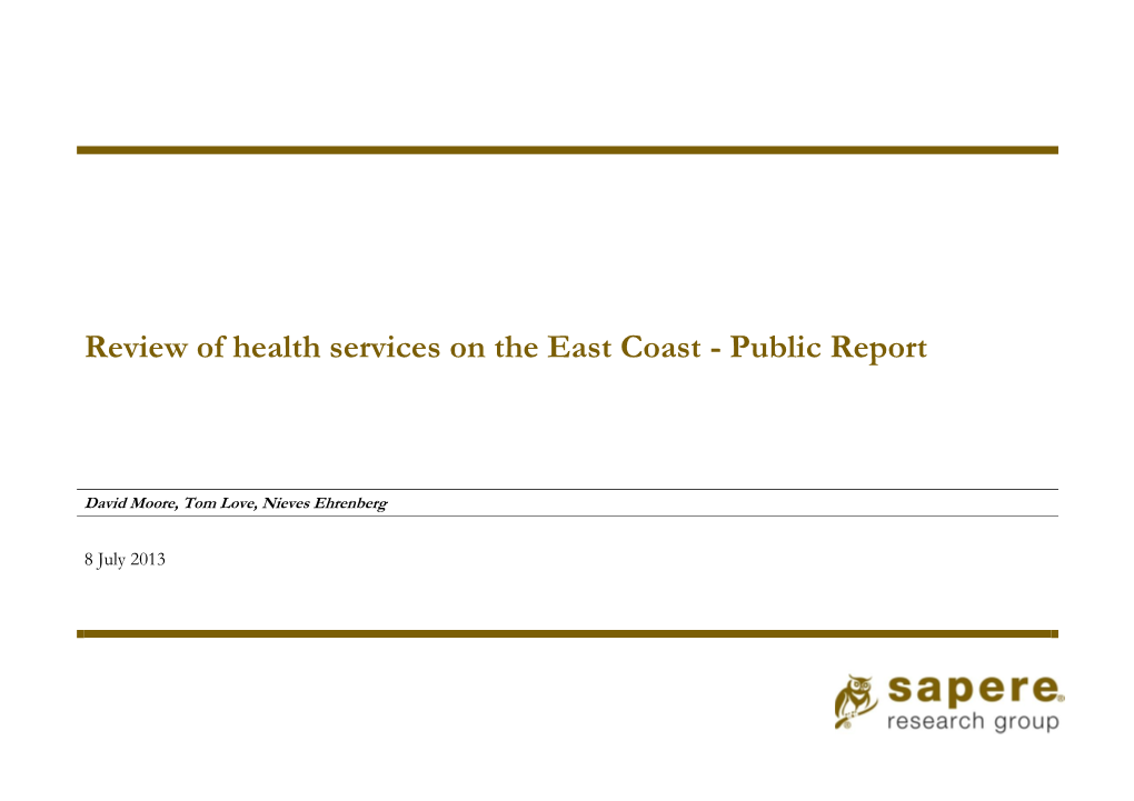 Review of Health Services on the East Coast - Public Report