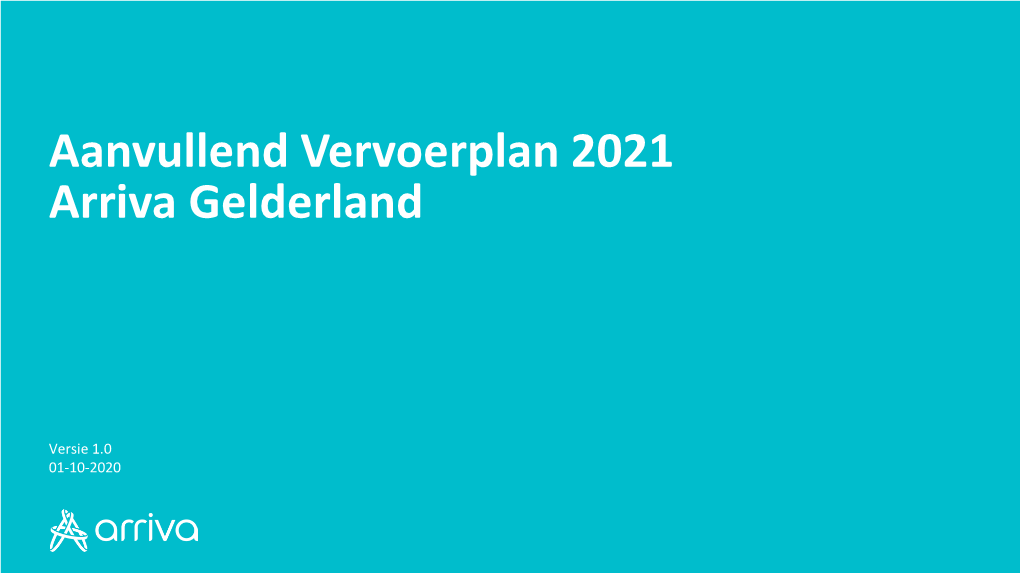 Aanvullend Vervoerplan 2021 Arriva Gelderland