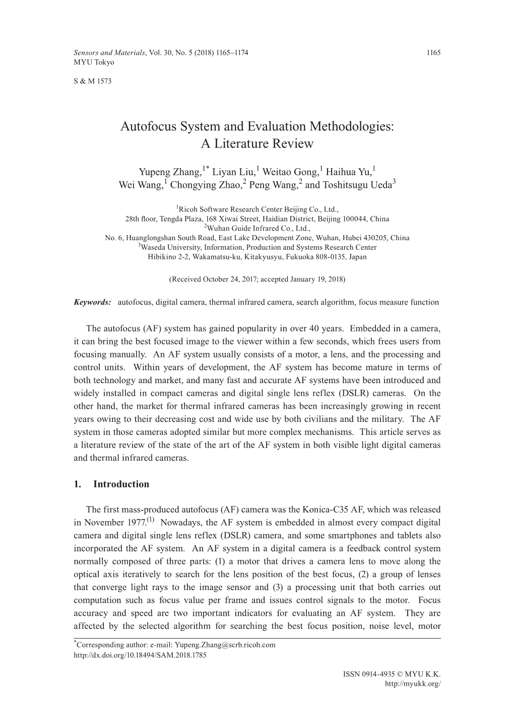 Autofocus System and Evaluation Methodologies: a Literature Review