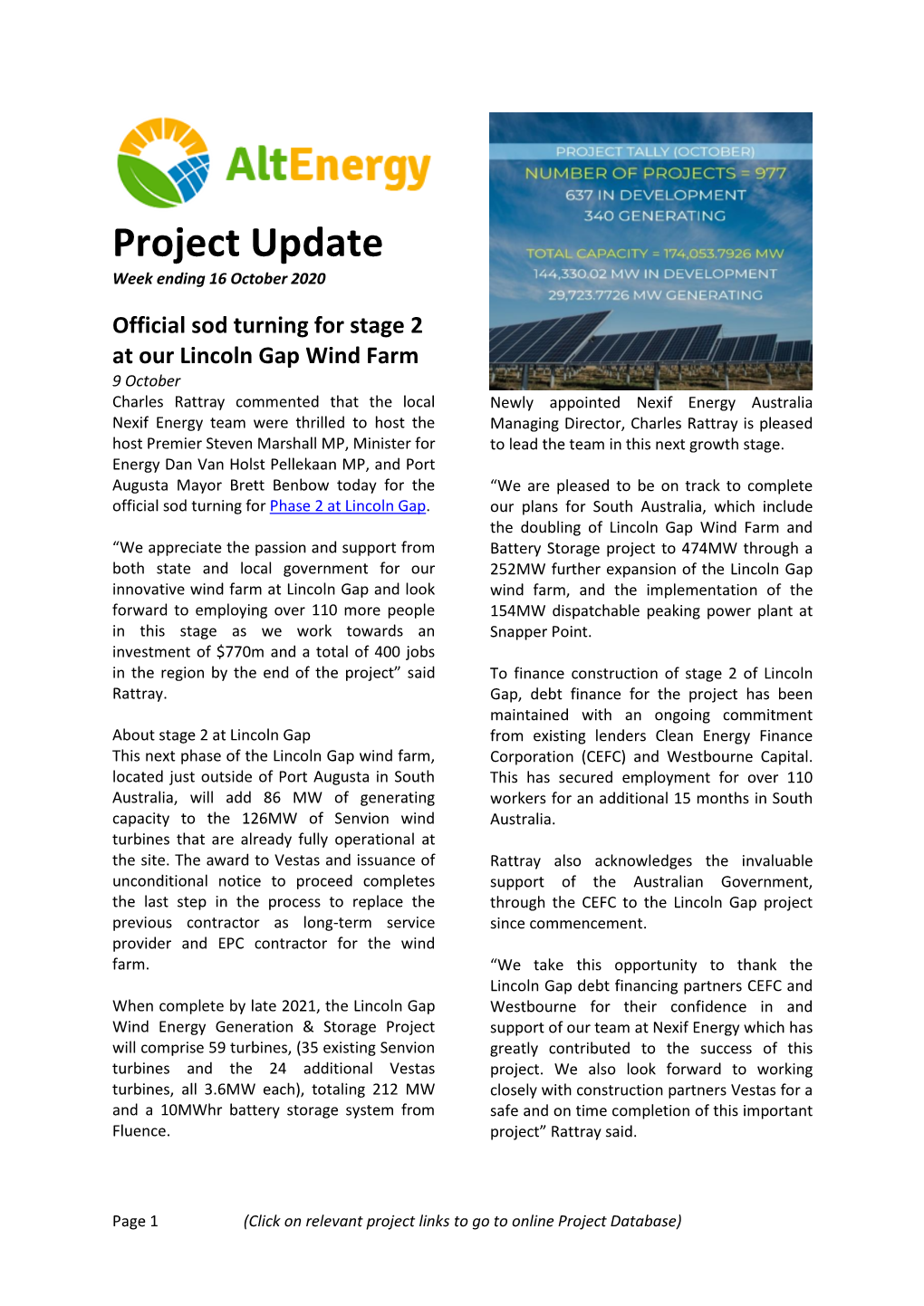 Dundonnell Wind Farm Update South West Interconnected System (SWIS)