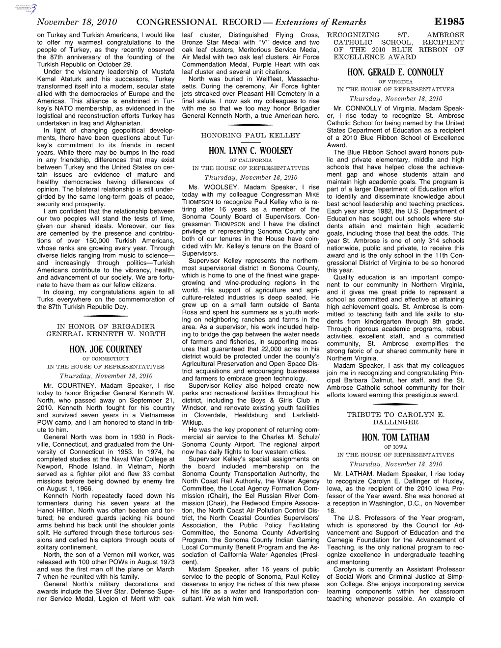 CONGRESSIONAL RECORD— Extensions of Remarks E1985 HON