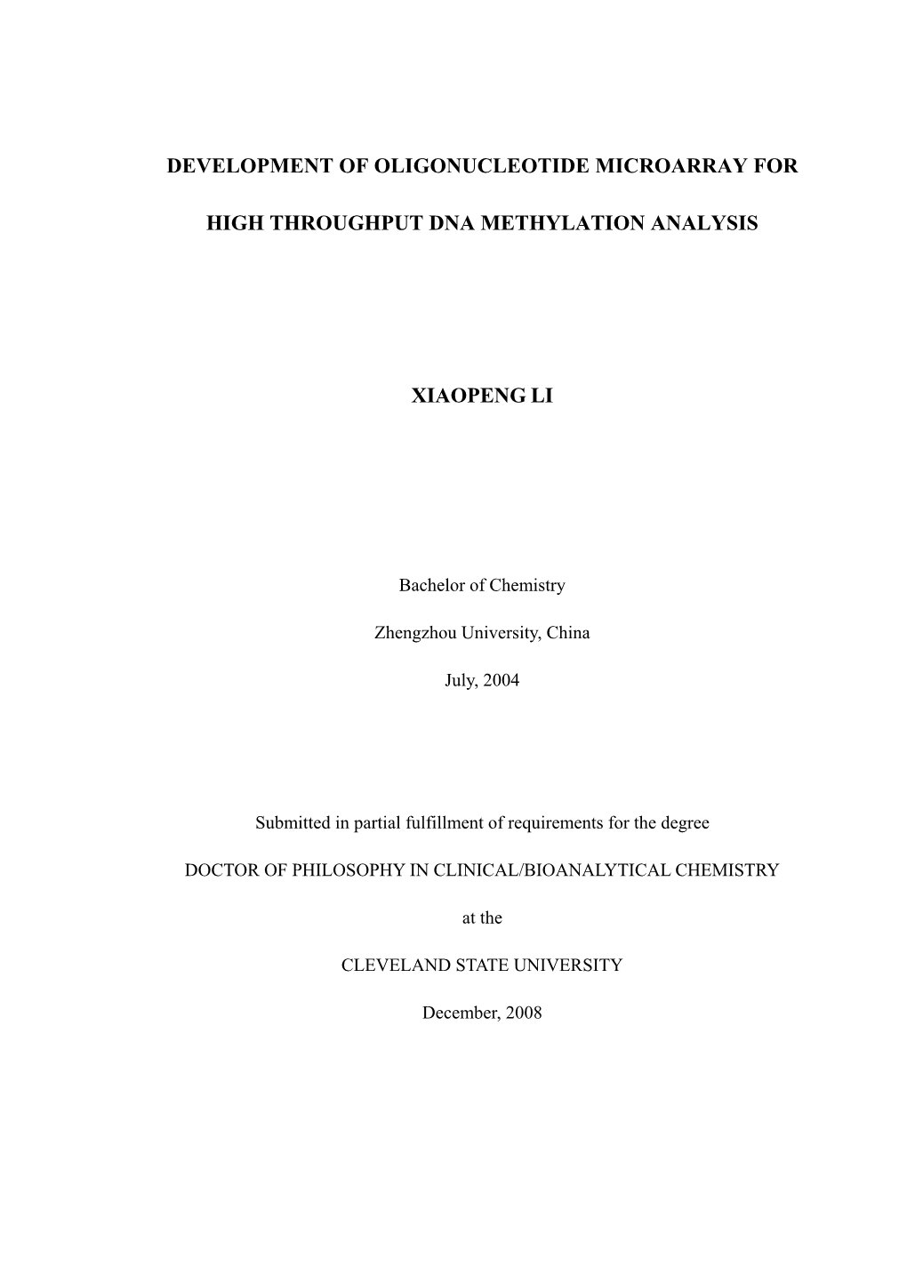 Development of Oligonucleotide Microarray for High Throughput Dna