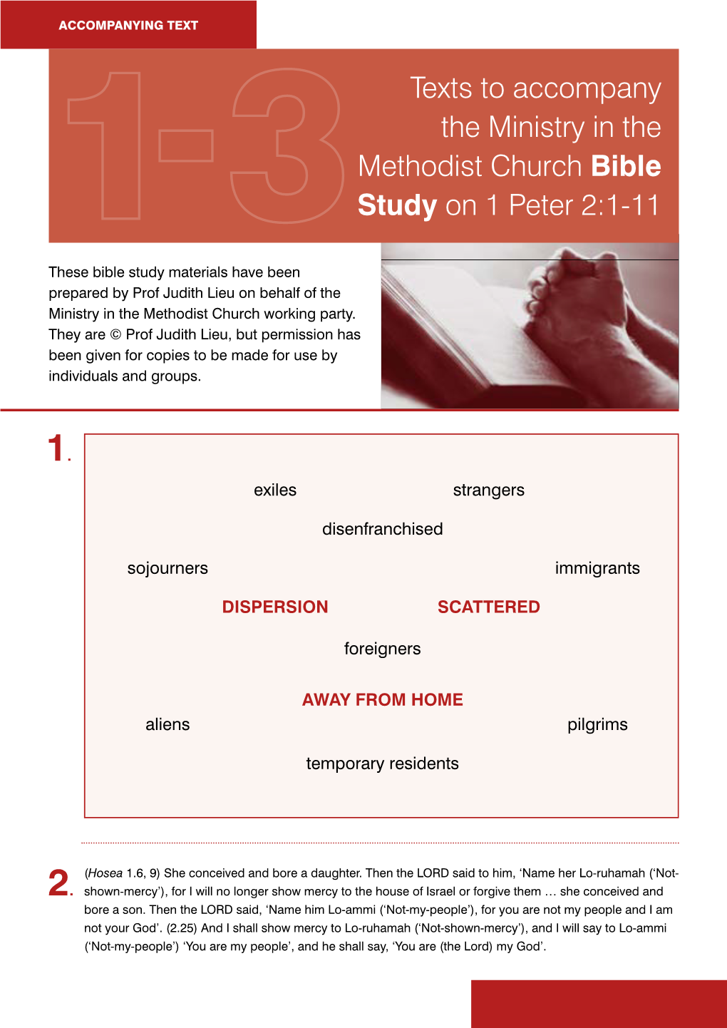 Texts to Accompany the Ministry in the Methodist Church Bible Study on 1 Peter 2:1-11