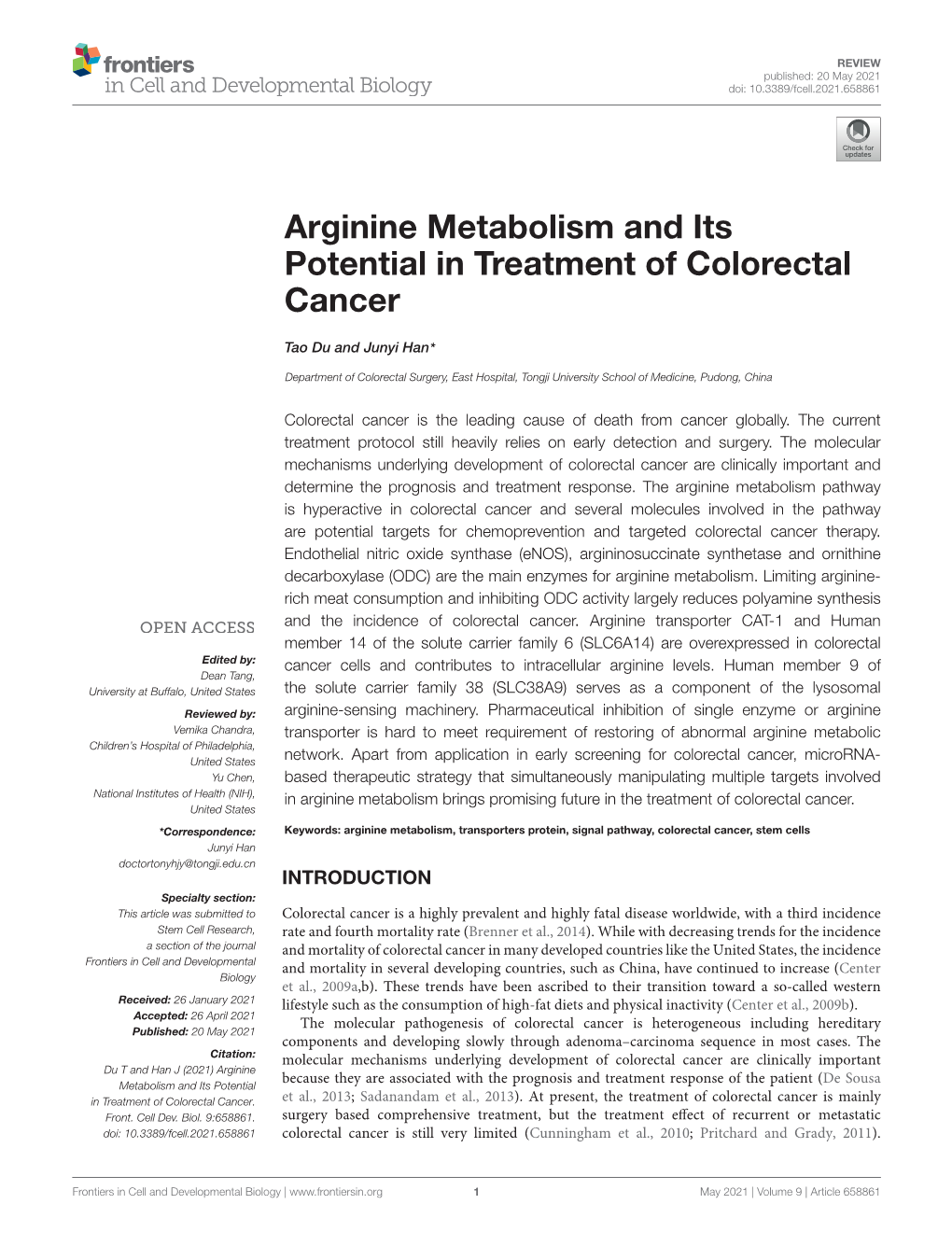 Arginine Metabolism and Its Potential in Treatment of Colorectal Cancer