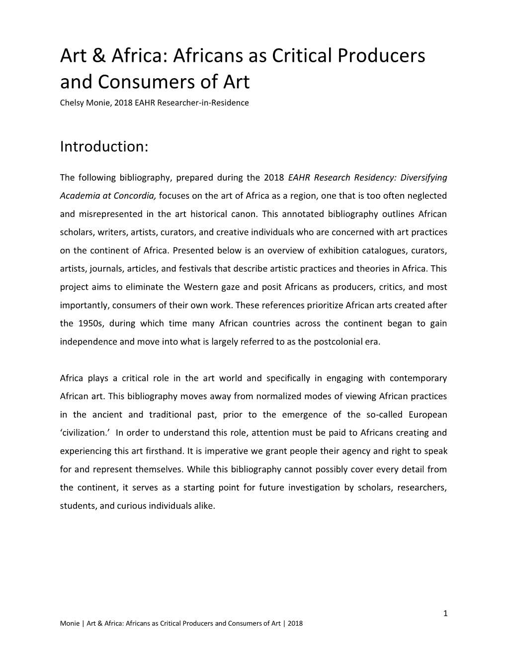 Art & Africa: Africans As Critical Producers and Consumers Of