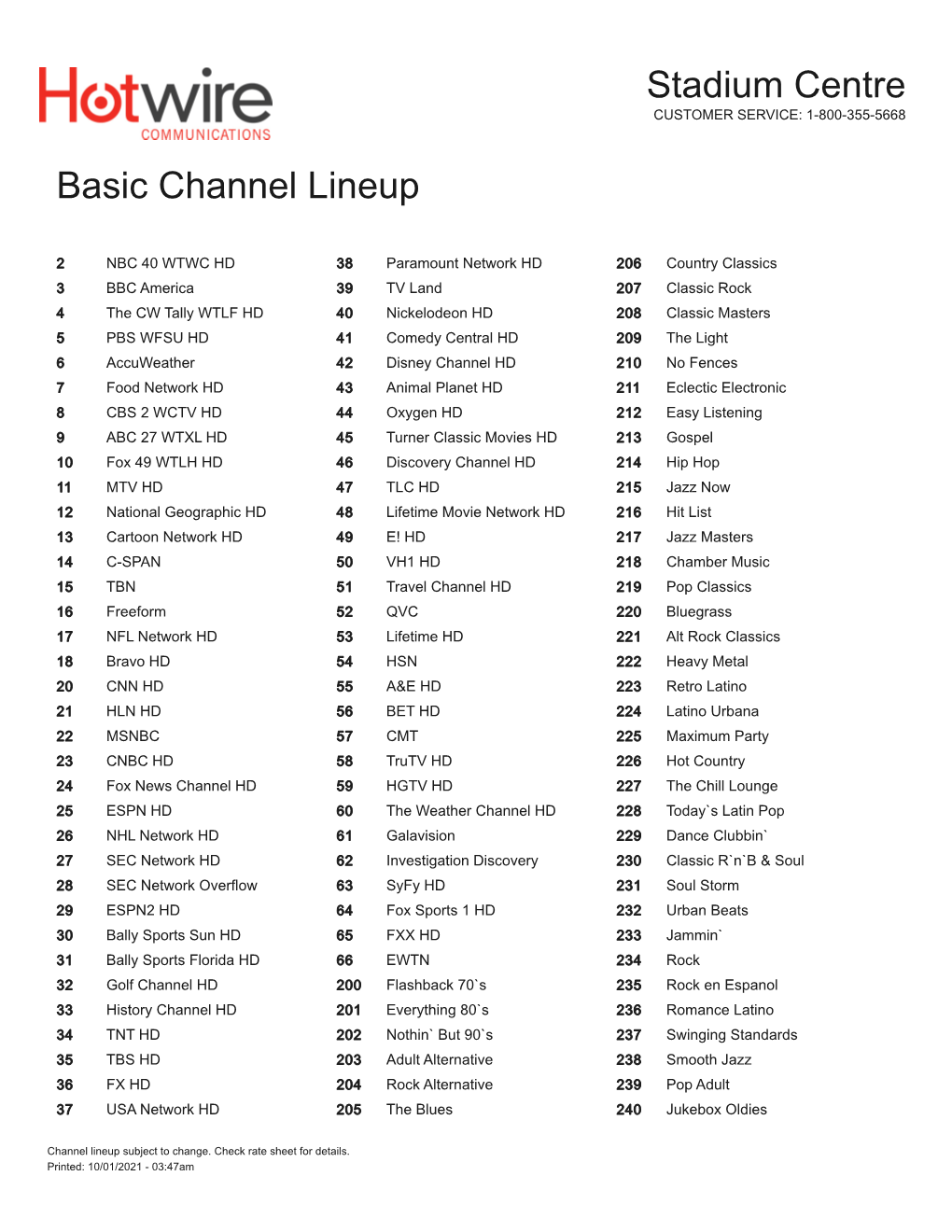 Print Channel-Lineup