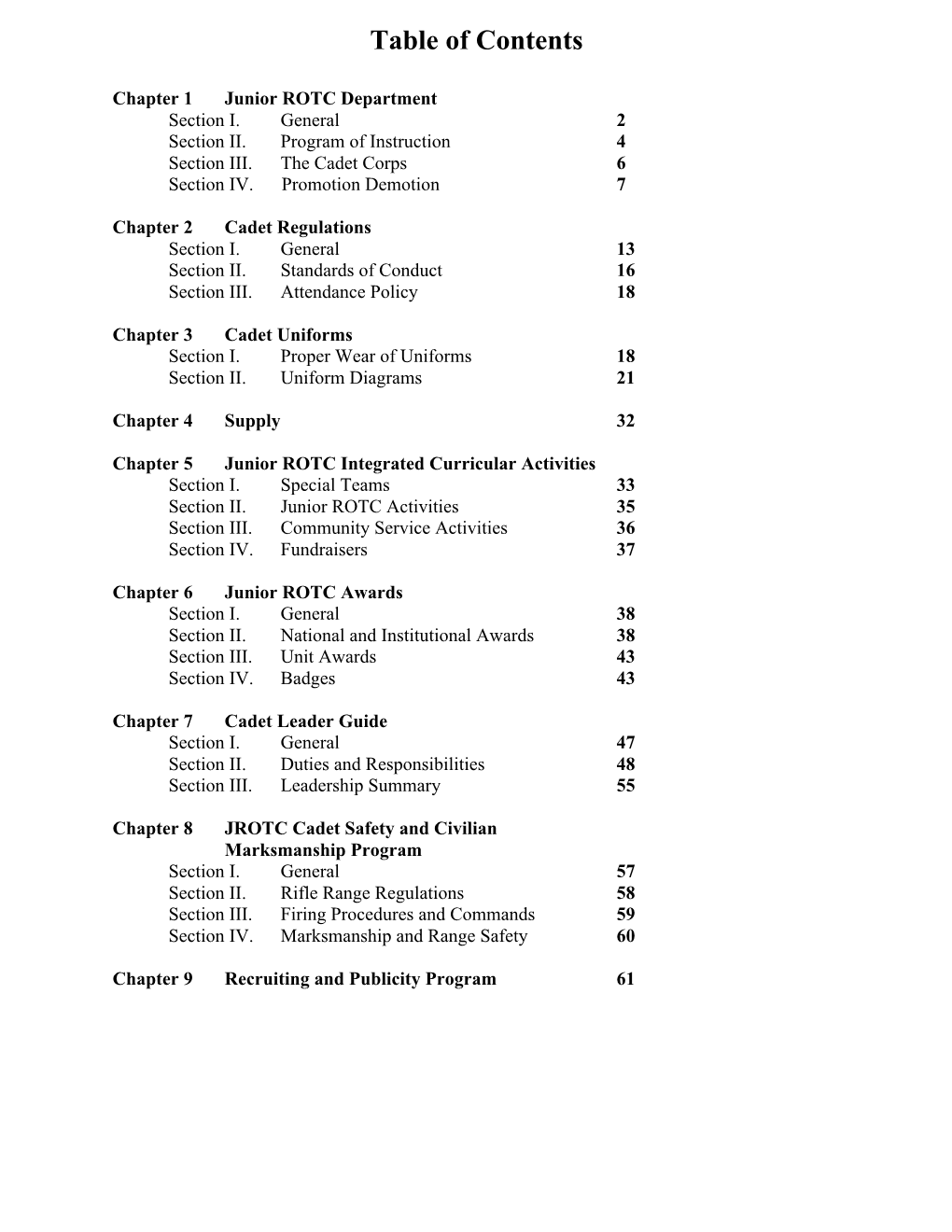 CHAPTER 1 the Junior ROTC Department